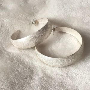 Silver Thick Hoop Earrings